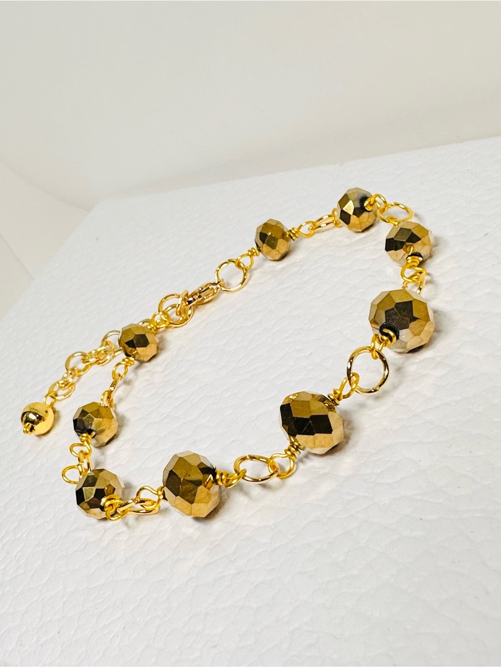 Gold Faceted Crystal Bead Bracelet - Women's Jewelry